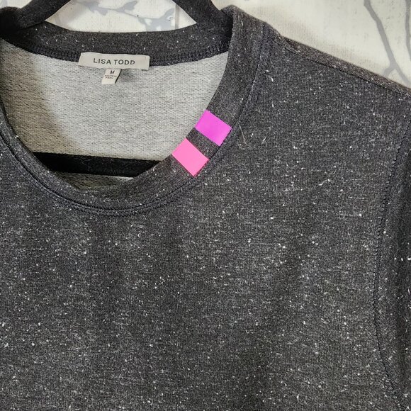 Lisa Todd Gray Speckle Crewneck Sweatshirt w/ Zipper Pocket - Picture 3 of 6